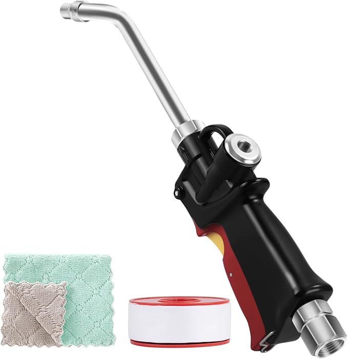 Oil Control Valve Dispenser Nozzle, Heavy Duty Air Operated Oil Gun with 1/2-Inch NPT Inlet, Portable and Removable Oil Dispenser Nozzle - Optional Gear Flow Meter Installation Available Brand: GRYVOZE