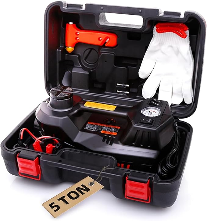 STANDTALL Electric Car Jack with Tire Imflator Pump, 5 Ton 12V Hydraulic Car Jack